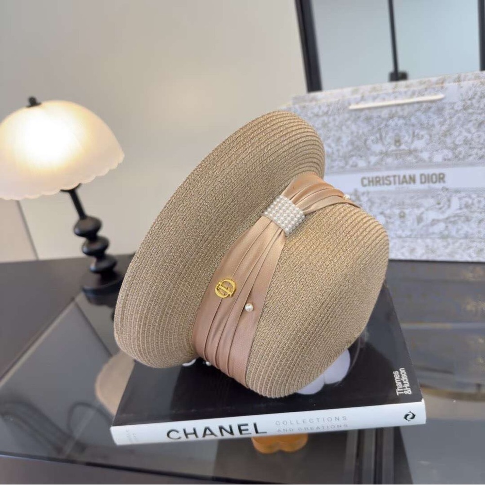 Miu Miu Beige Straw Bucket Hat with Satin Band & Pearl Detail - Picture 4 of 6